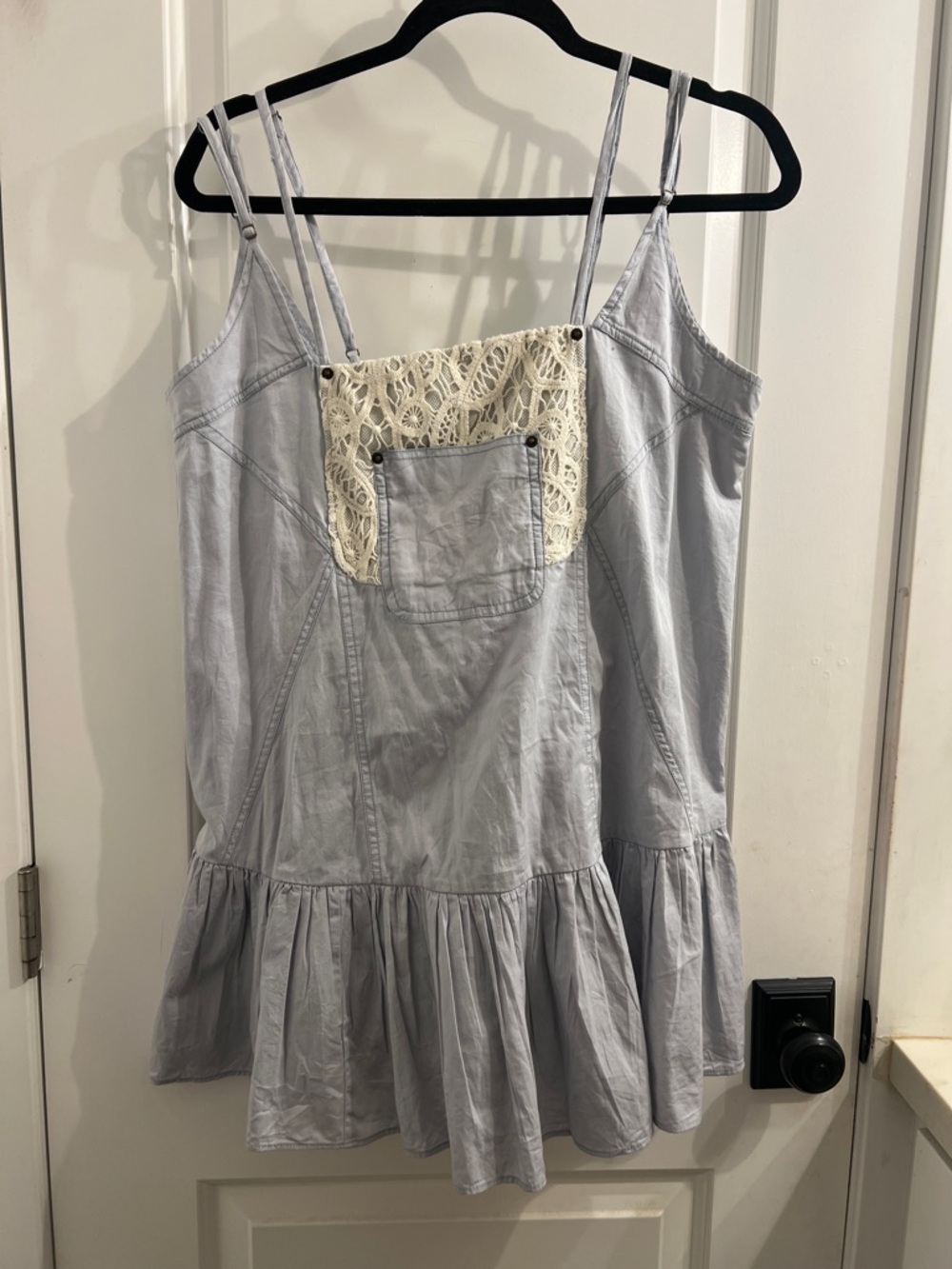 BDG Light Blue Mini Dress with Cream Lace Accent